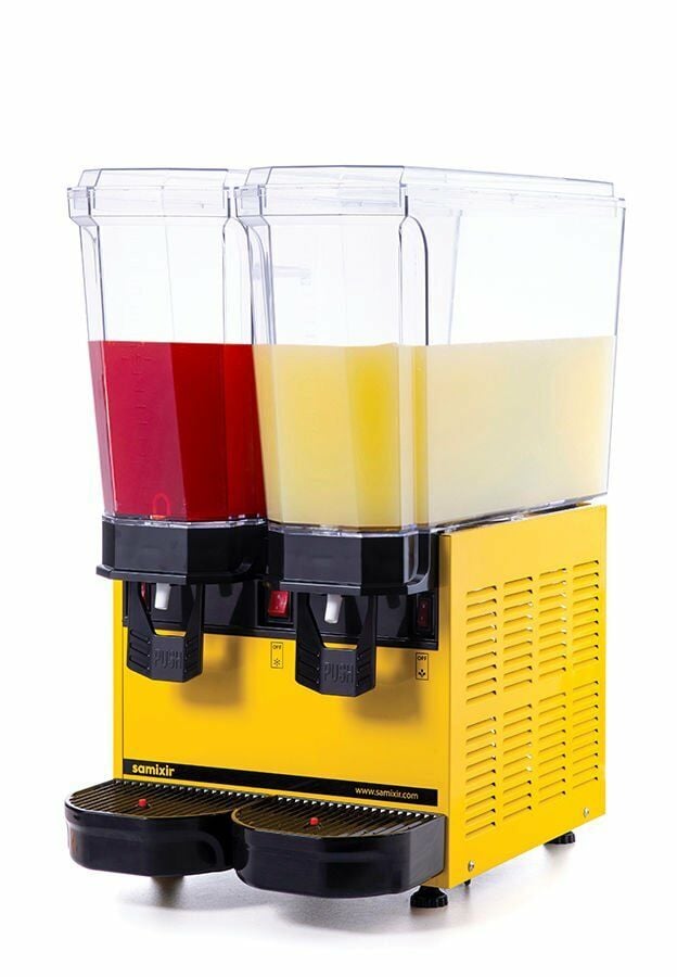 SAMIXIR Klasik Twin Karıştırıcılı Soğuk İçecek Dispenseri 20+20 Litre Sarı