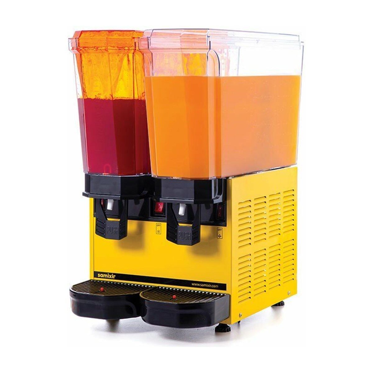 SAMIXIR Klasik Twin Fıskiyeli Ve Karıştırıcılı Soğuk İçecek Dispenseri 20+20 Litre Sarı