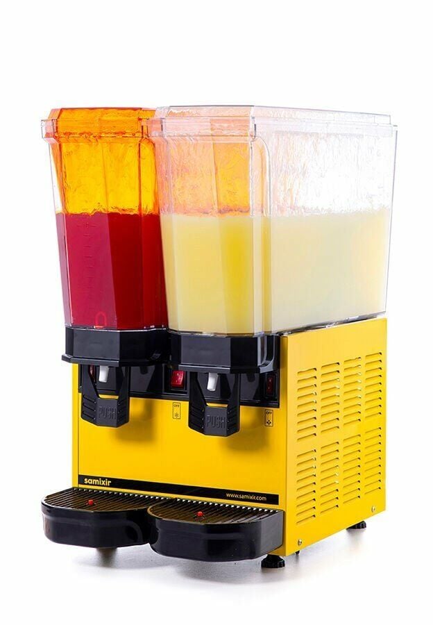 SAMIXIR Klasik Twin Fıskiyeli Soğuk İçecek Dispenseri 20+20 Litre Sarı