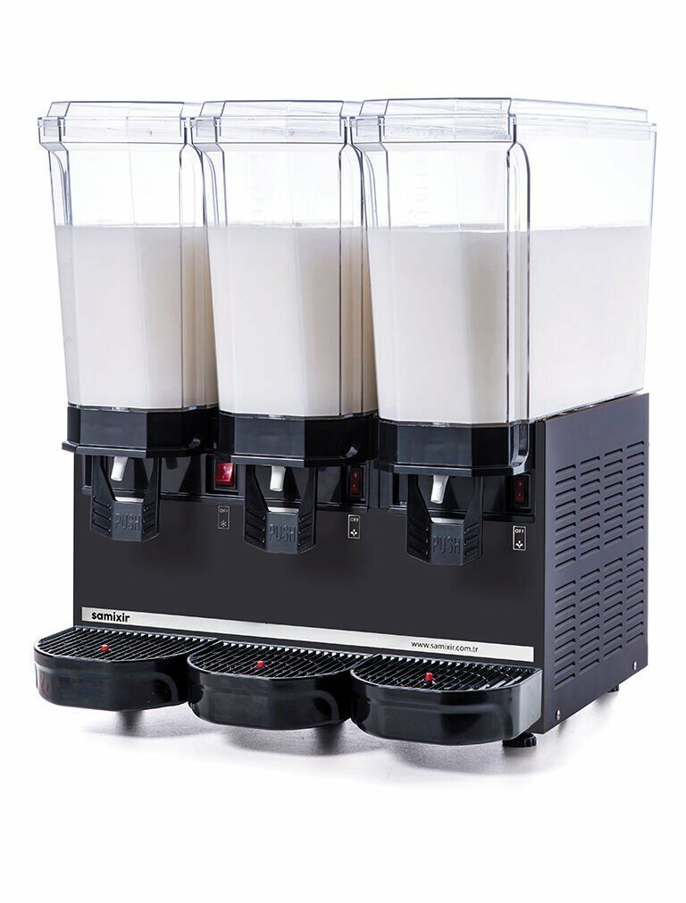 SAMIXIR Klasik Triple Karıştırıcılı Soğuk İçecek Dispenseri 20+20+20 Litre Siyah