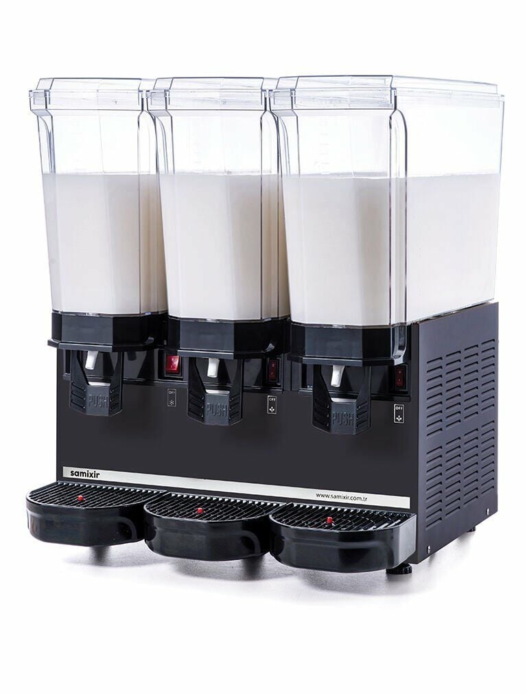 SAMIXIR Klasik Triple Karıştırıcılı Soğuk İçecek Dispenseri 20+20+20 Litre Siyah