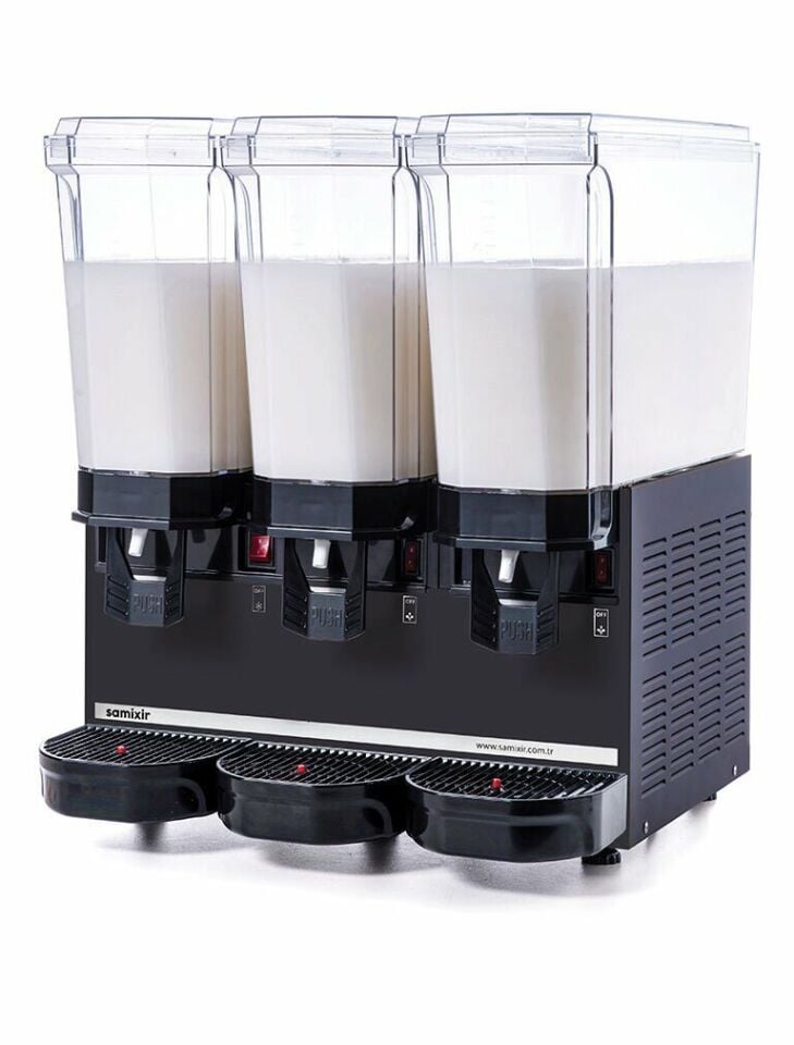 SAMIXIR Klasik Triple Karıştırıcılı Soğuk İçecek Dispenseri 20+20+20 Litre Siyah