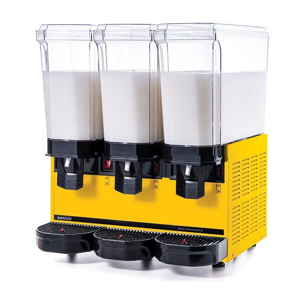 SAMIXIR Klasik Triple Karıştırıcılı Soğuk İçecek Dispenseri 20+20+20 Litre Sarı