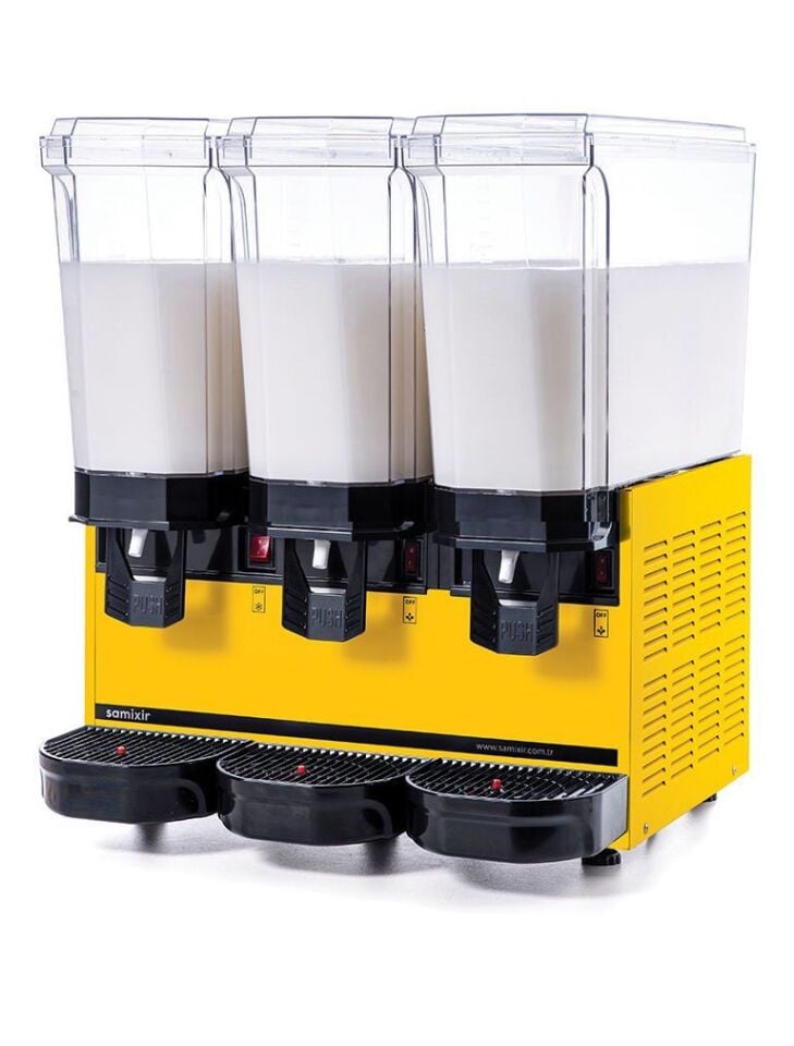 SAMIXIR Klasik Triple Karıştırıcılı Soğuk İçecek Dispenseri 20+20+20 Litre Sarı