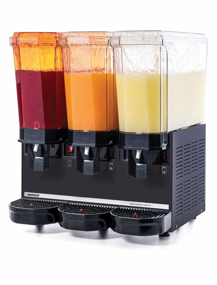 SAMIXIR Klasik Triple Fıskiyeli Soğuk İçecek Dispenseri 20+20+20 Litre Siyah