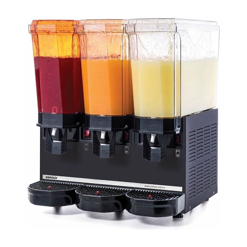 SAMIXIR Klasik Triple Fıskiyeli Soğuk İçecek Dispenseri 20+20+20 Litre Siyah
