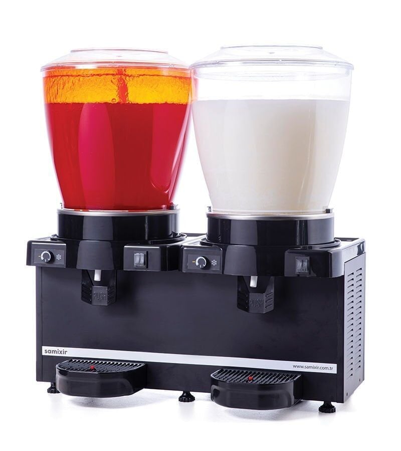 SAMIXIR Panoramik 22 Twin Fıskiyeli ve Karıştırıcılı Soğuk İçecek Dispenseri 22+22 Litre