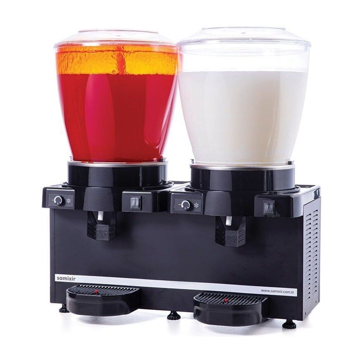 SAMIXIR Panoramik 22 Twin Fıskiyeli ve Karıştırıcılı Soğuk İçecek Dispenseri 22+22 Litre