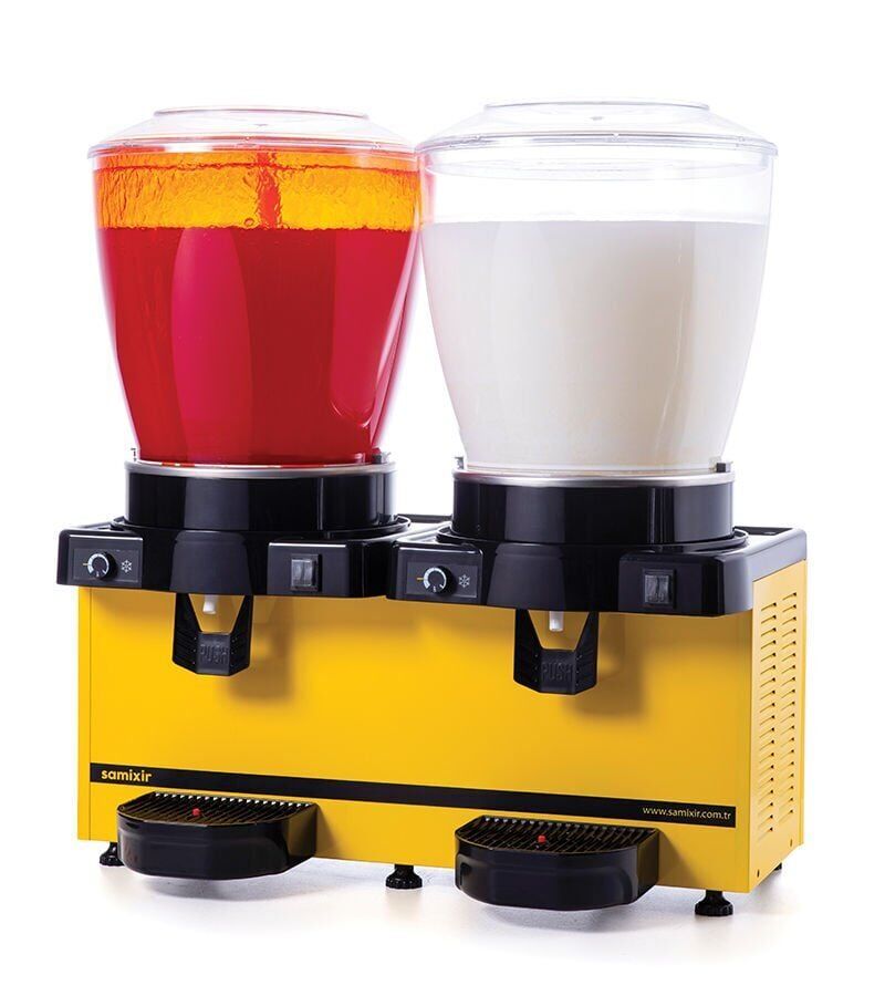 SAMIXIR Panoramik 22 Twin Fıskiyeli ve Karıştırıcılı Soğuk İçecek Dispenseri 22+22 Litre