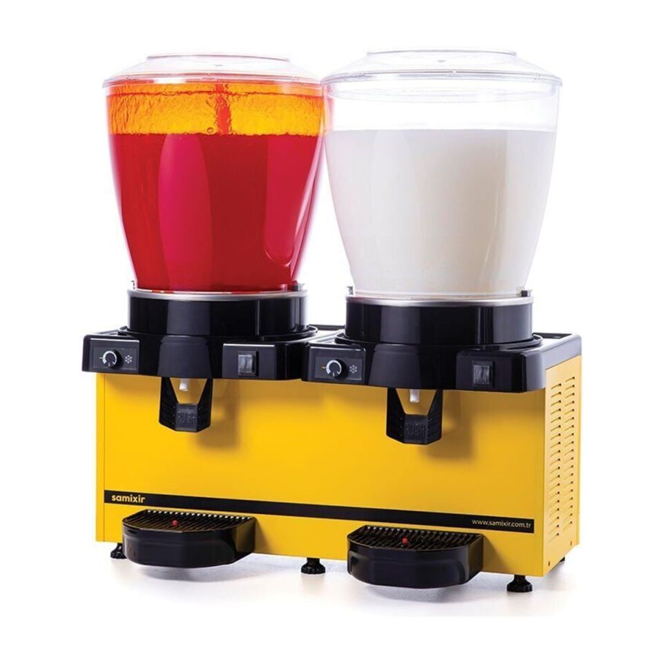SAMIXIR Panoramik 22 Twin Fıskiyeli ve Karıştırıcılı Soğuk İçecek Dispenseri 22+22 Litre