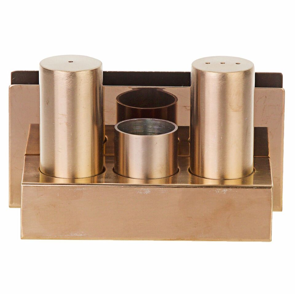 Çelik Tuzluk ve Peçetelik Takımı Bakır