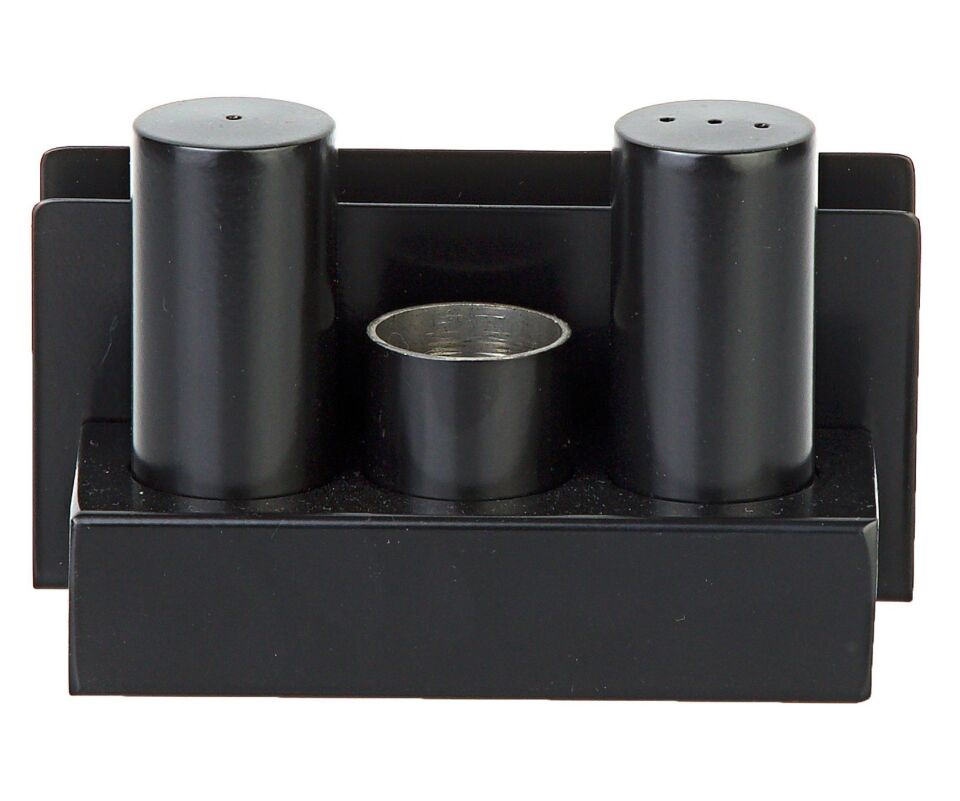 Çelik Tuzluk ve Peçetelik Takımı Siyah