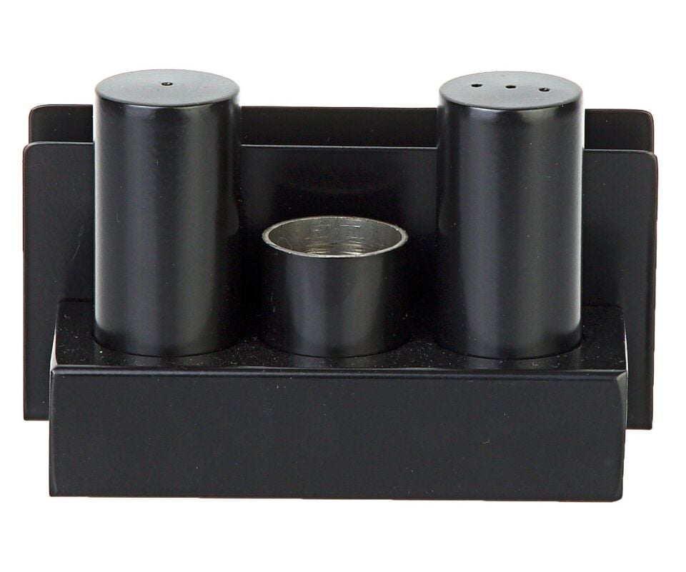 Çelik Tuzluk ve Peçetelik Takımı Siyah