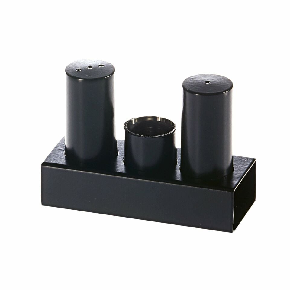 Üçlü Yuvarlak Kalın Tuzluk Takımı Siyah