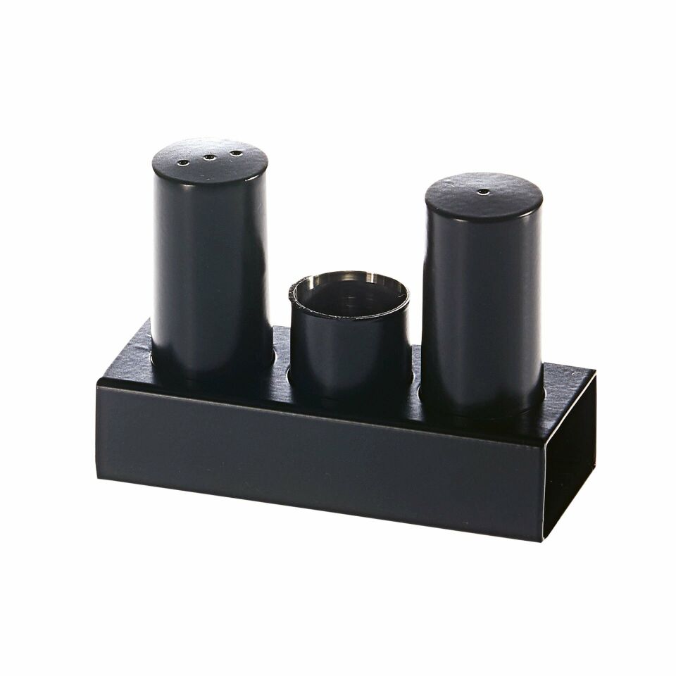 Üçlü Yuvarlak Kalın Tuzluk Takımı Siyah