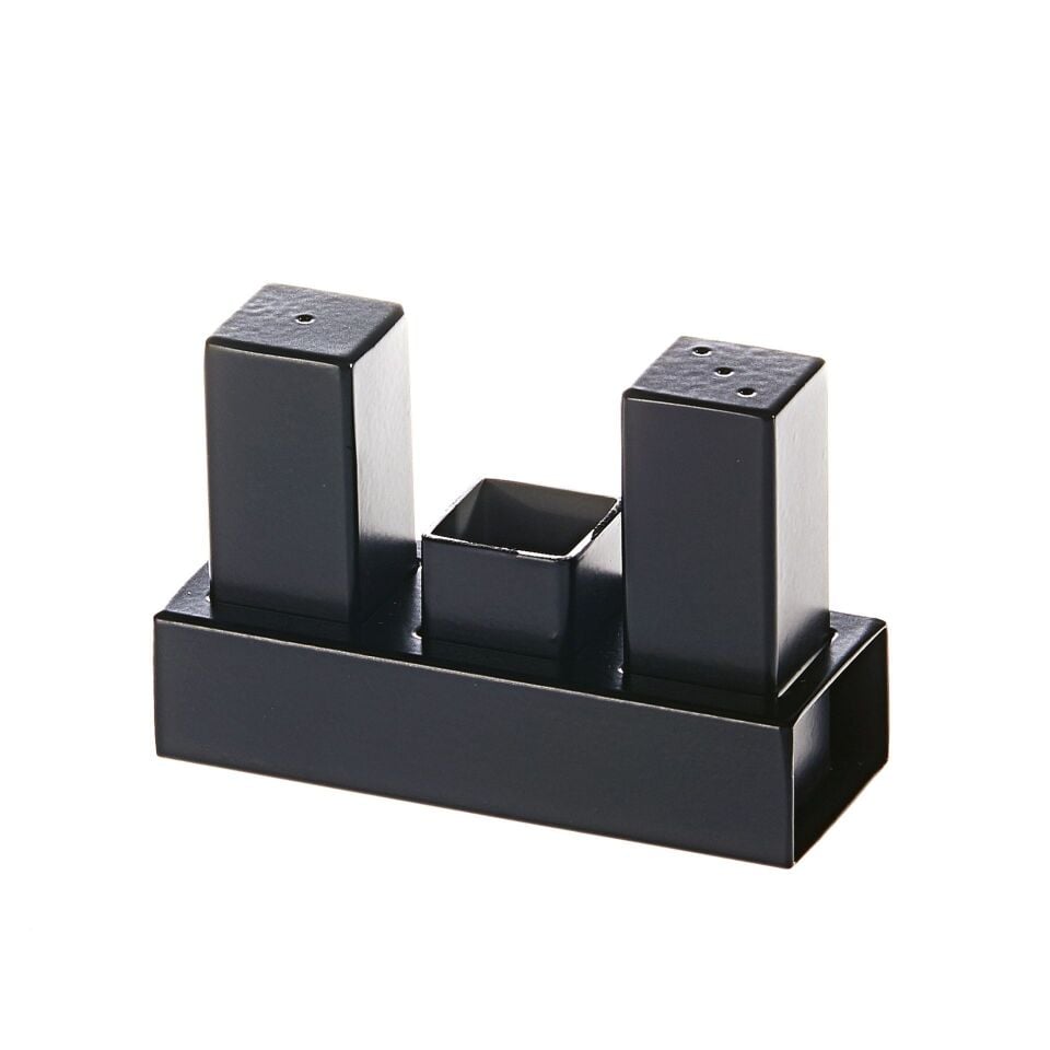 Üçlü Kare Tuzluk Takımı -Siyah