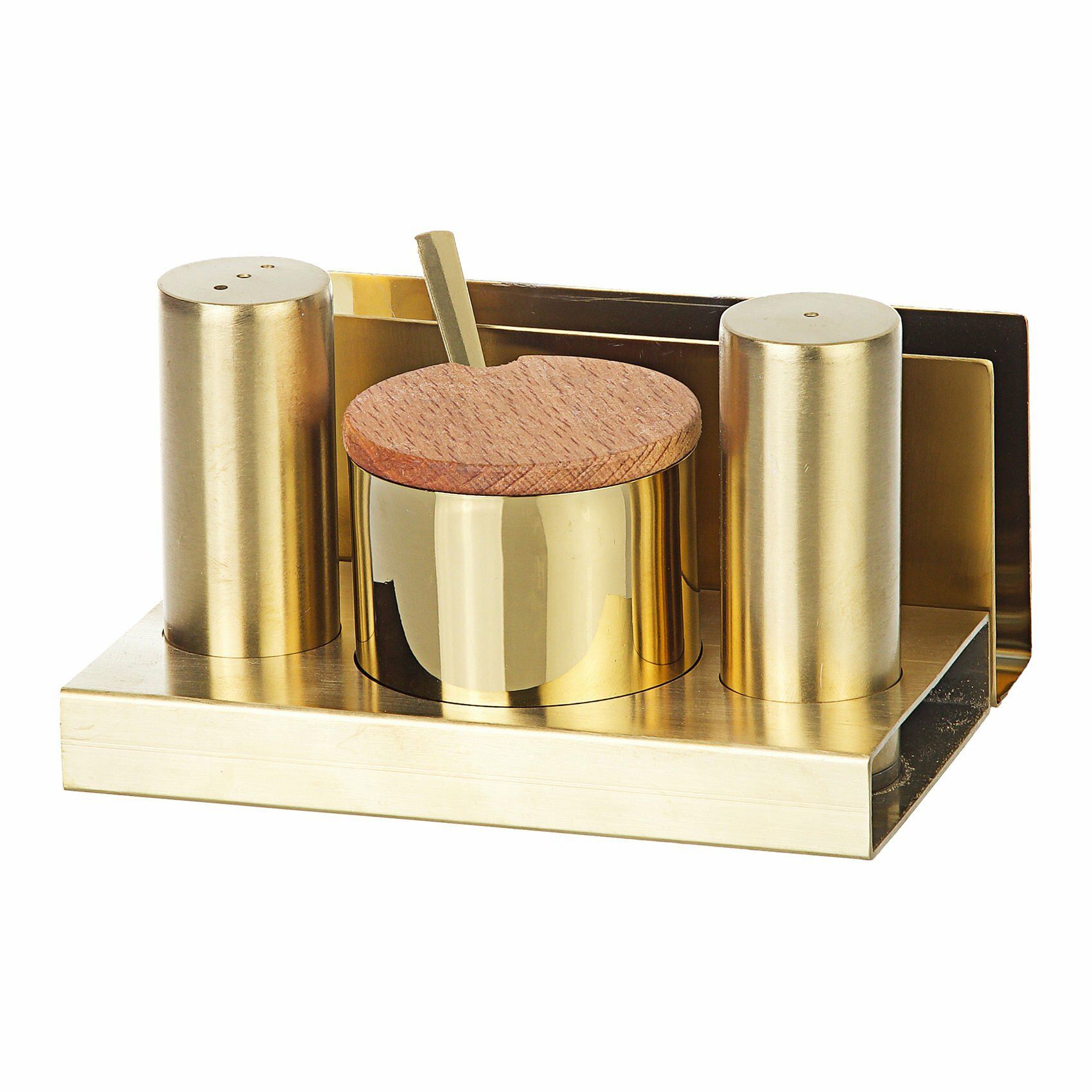 Yuvarlak 4'lü Tuzluk-Baharatlık Takımı Altın