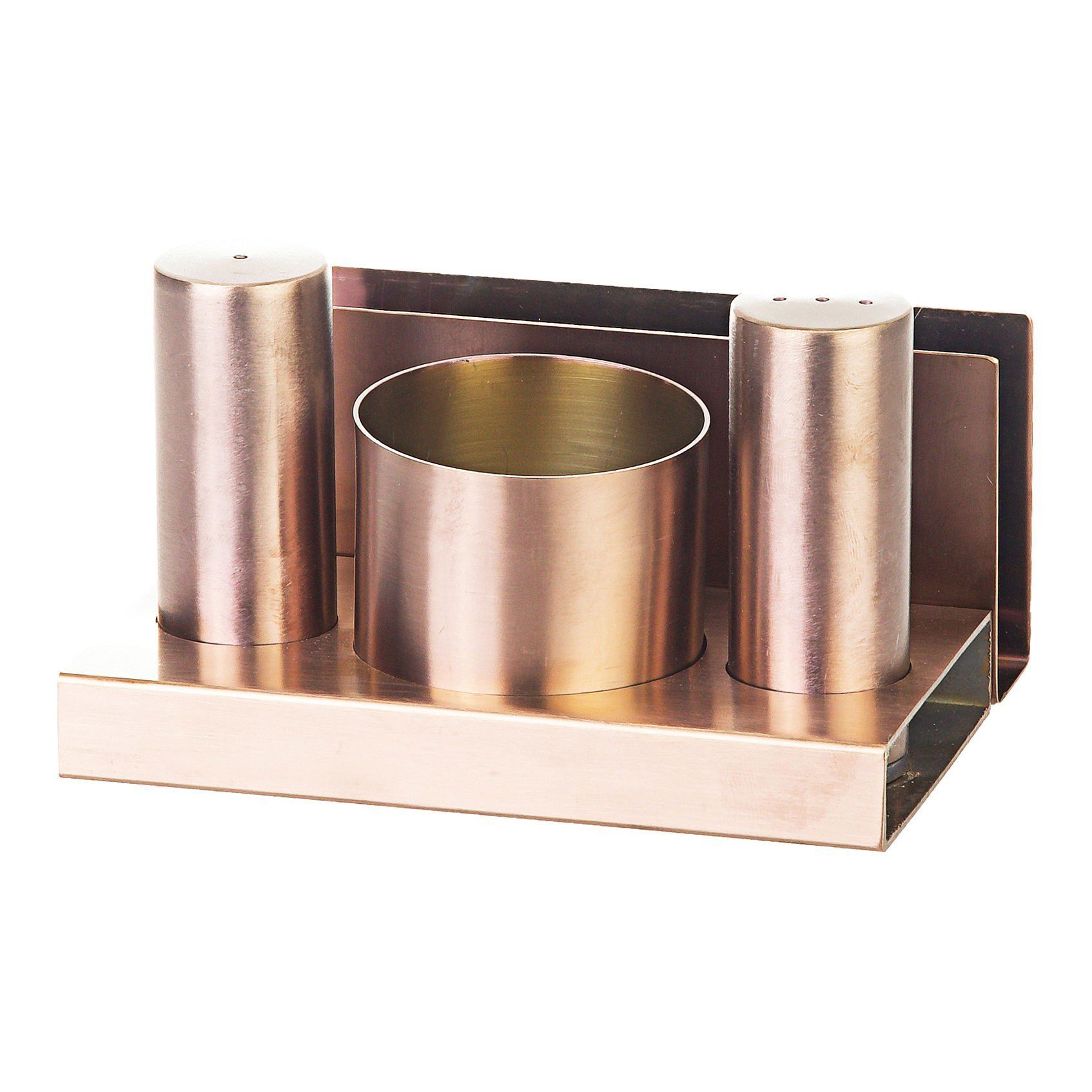 Yuvarlak 4'lü Tuzluk-Şekerlik Takımı Bakır