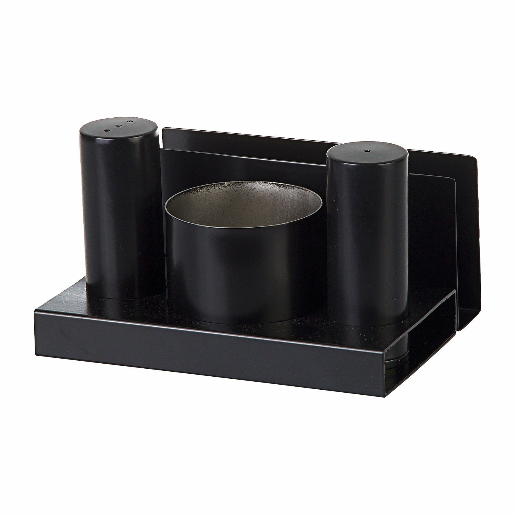 Yuvarlak 4'lü Tuzluk-Şekerlik Takımı Siyah