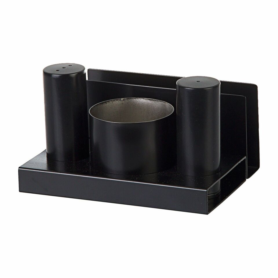 Yuvarlak 4'lü Tuzluk-Şekerlik Takımı Siyah