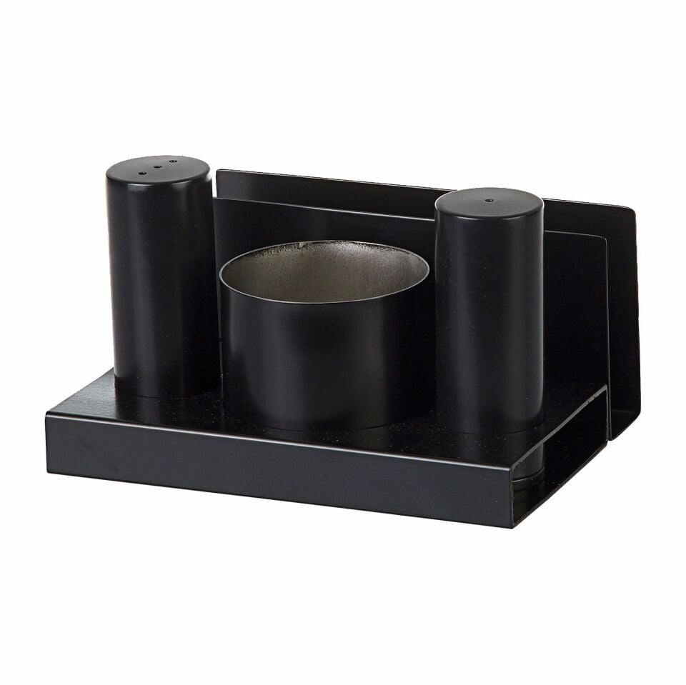 Yuvarlak 4'lü Tuzluk-Şekerlik Takımı Siyah