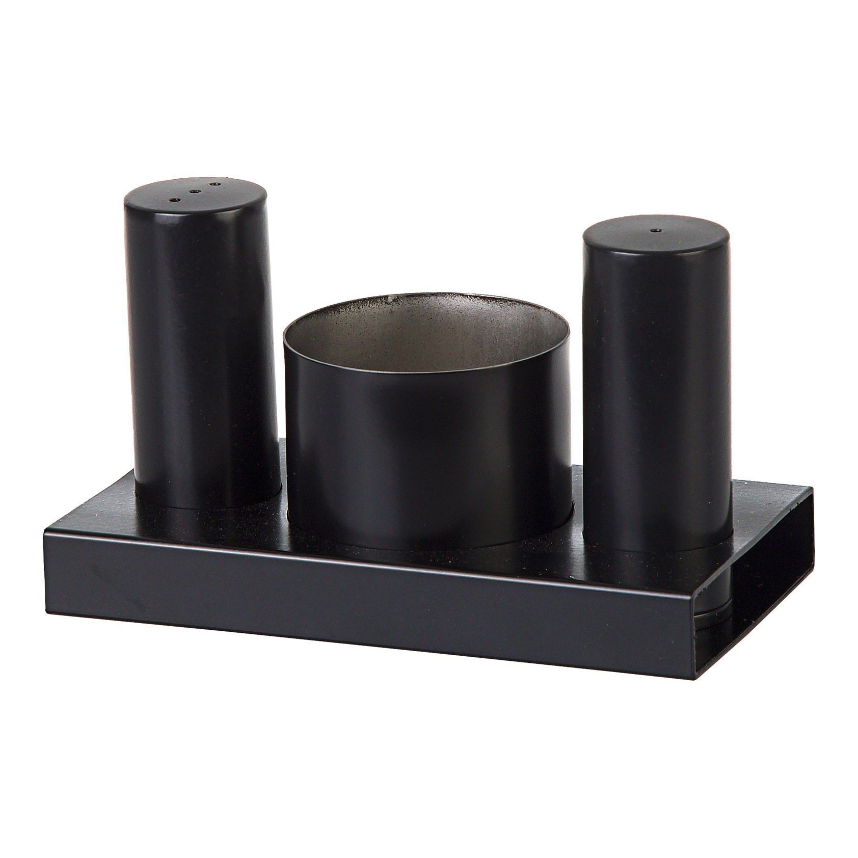 Yuvarlak 3'lü Tuzluk-Şekerlik Takımı Siyah