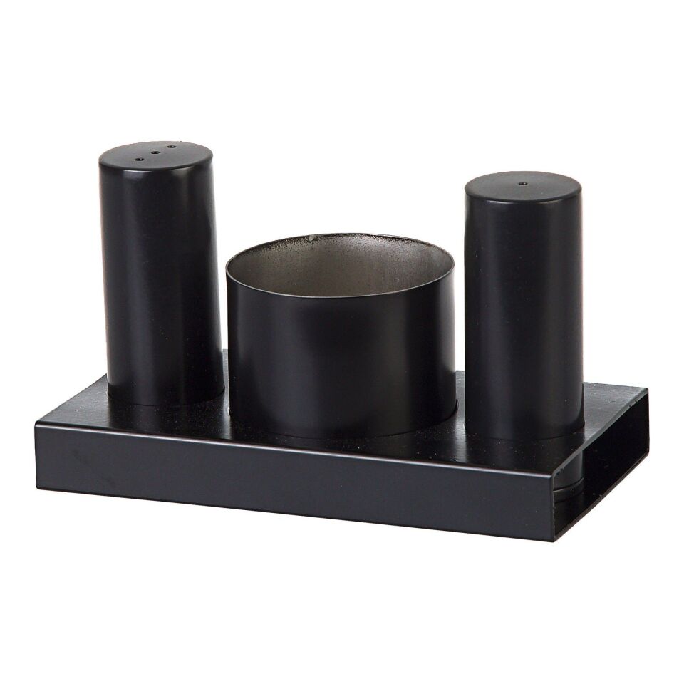 Yuvarlak 3'lü Tuzluk-Şekerlik Takımı Siyah