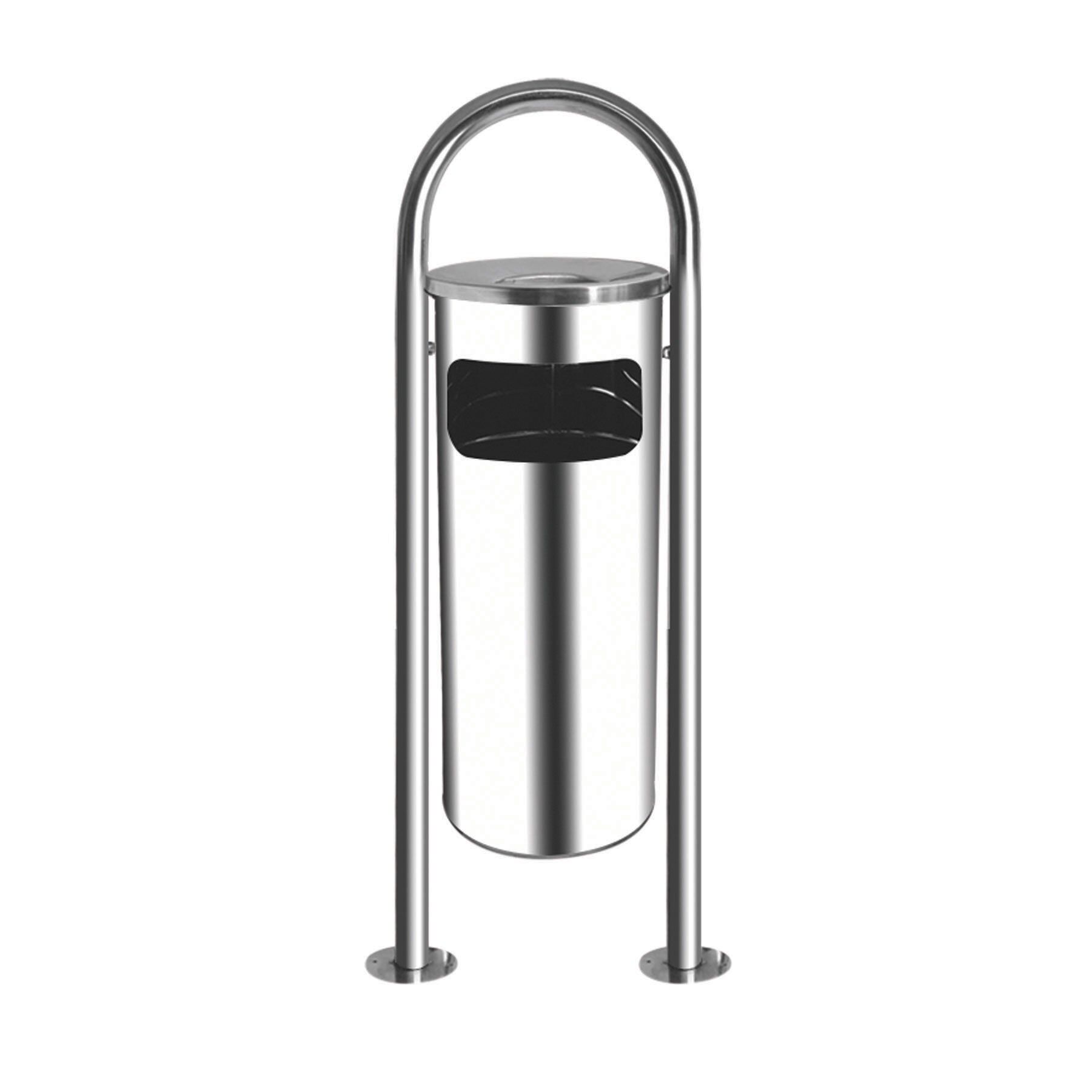 Krom Çift Ayaklı Bahçe Tipi Çöp Kovası (430 Kalite)