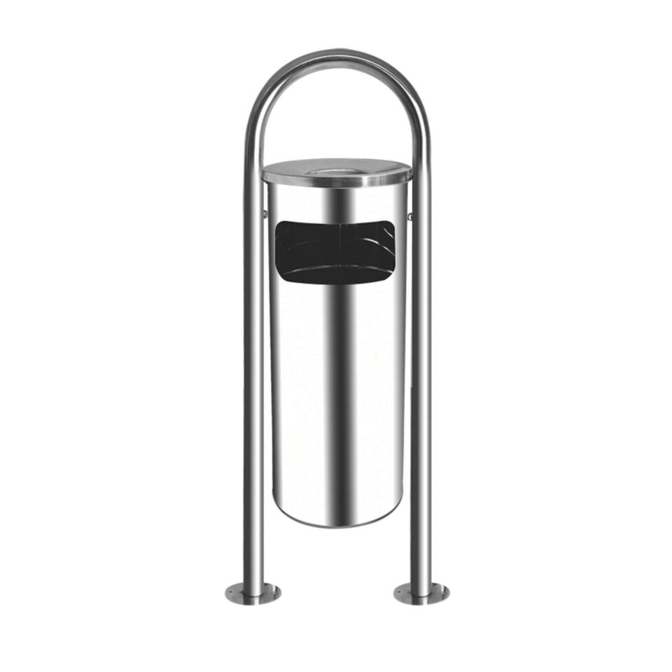 Krom Çift Ayaklı Bahçe Tipi Çöp Kovası (430 Kalite)