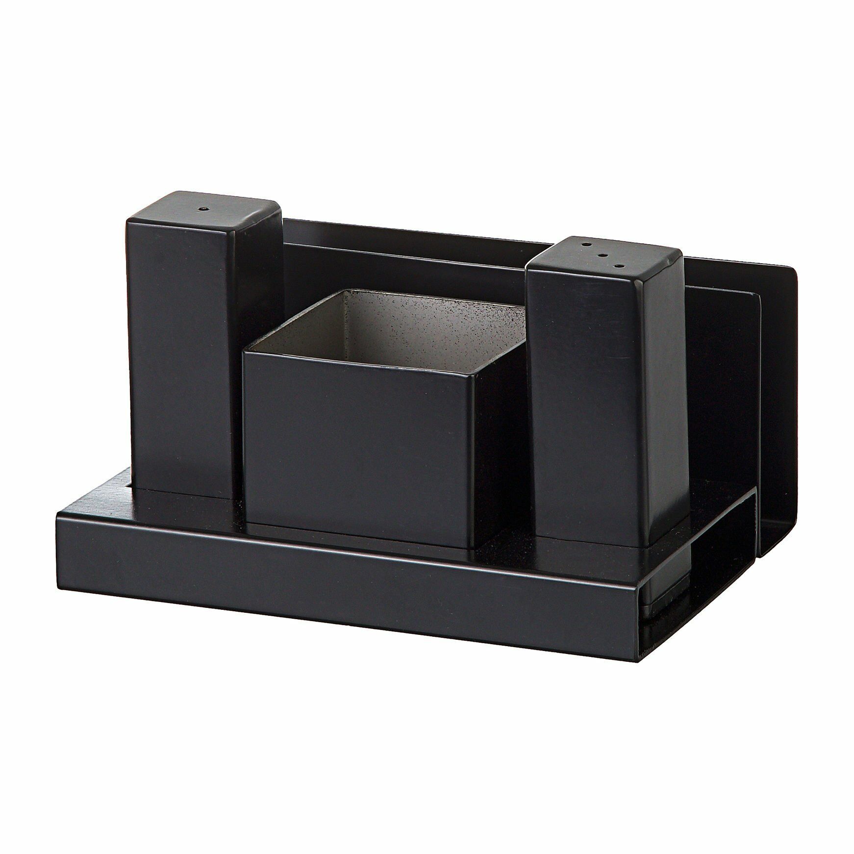 Kare 4'lü Tuzluk-Şekerlik Takımı Siyah