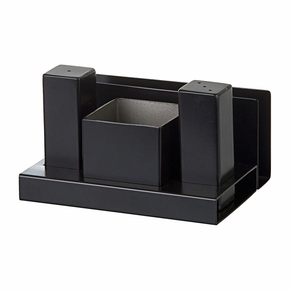 Kare 4'lü Tuzluk-Şekerlik Takımı Siyah