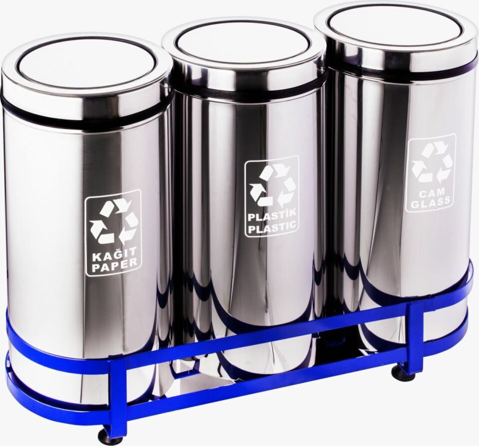 Geri Dönüşüm 3'Lü Döner Kapaklı (430 Kalite)