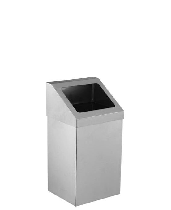 Krom Açık Çatı  Kapaklı Çöp Kovası 36 Lt (430 Kalite)