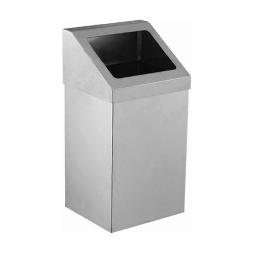 Krom Açık Çatı Kapaklı Çöp Kovası 45 Lt (430 Kalite)