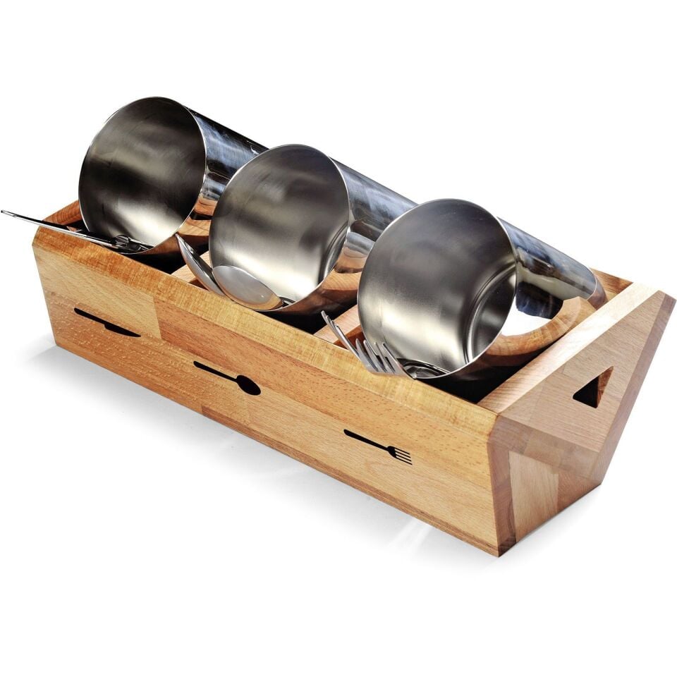 Üçlü Ahşap Kaşık Standı