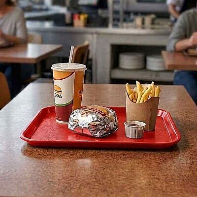 Kırmızı Tepsi-Plastik Dikdörtgen 36*27 Cm  - 10 Adet