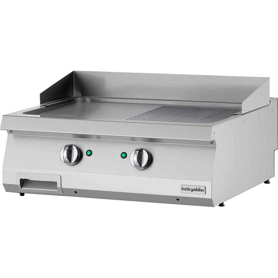 Öztiryakiler 700 Seri Elektrikli Yarı Oluklu Plate Izgara 80*70*30 Cm