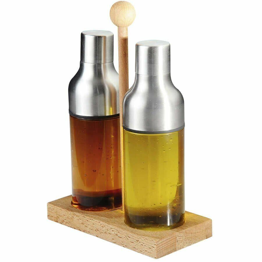 Biradlı Ahşap Standlı 2' li Yağdanlık Takımı