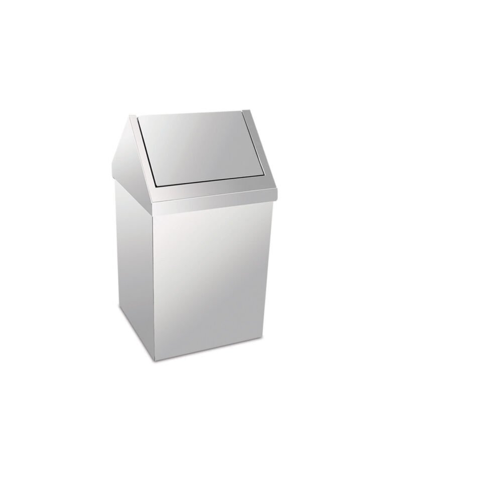 Krom Çatı Kapaklı Çöp Kovası 36 Lt (430 Kalite)