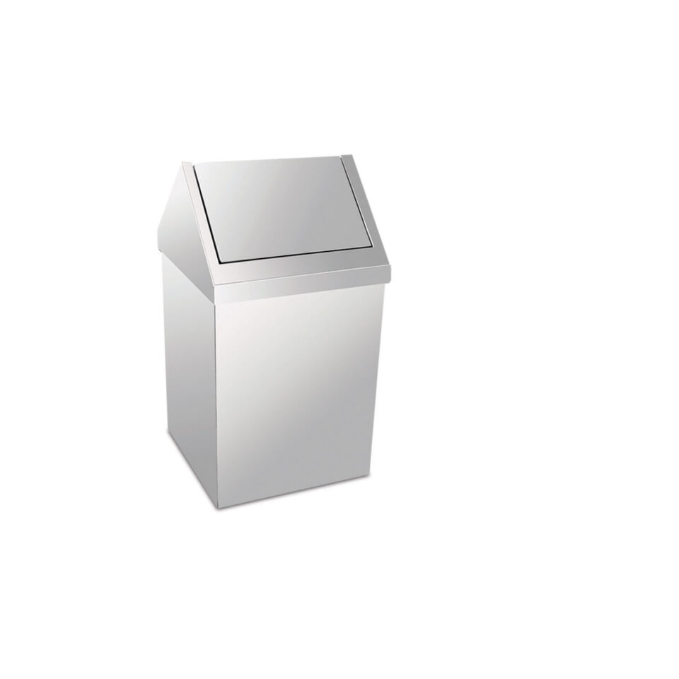 Krom Çatı Kapaklı Çöp Kovası 36 Lt (430 Kalite)