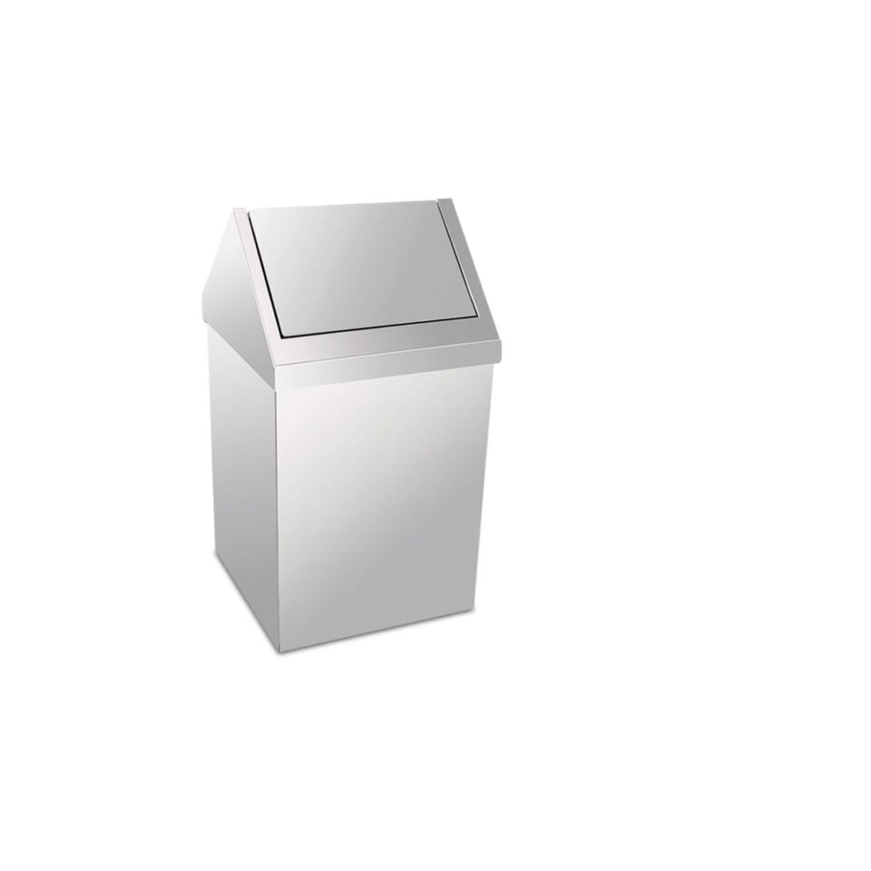 Krom Çatı Kapaklı Çöp Kovası 36 Lt (430 Kalite)