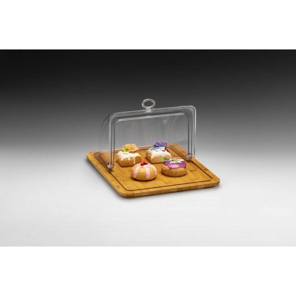 Roll Top Kapaklı,Kare, Ahşap Teşhir Tepsisi