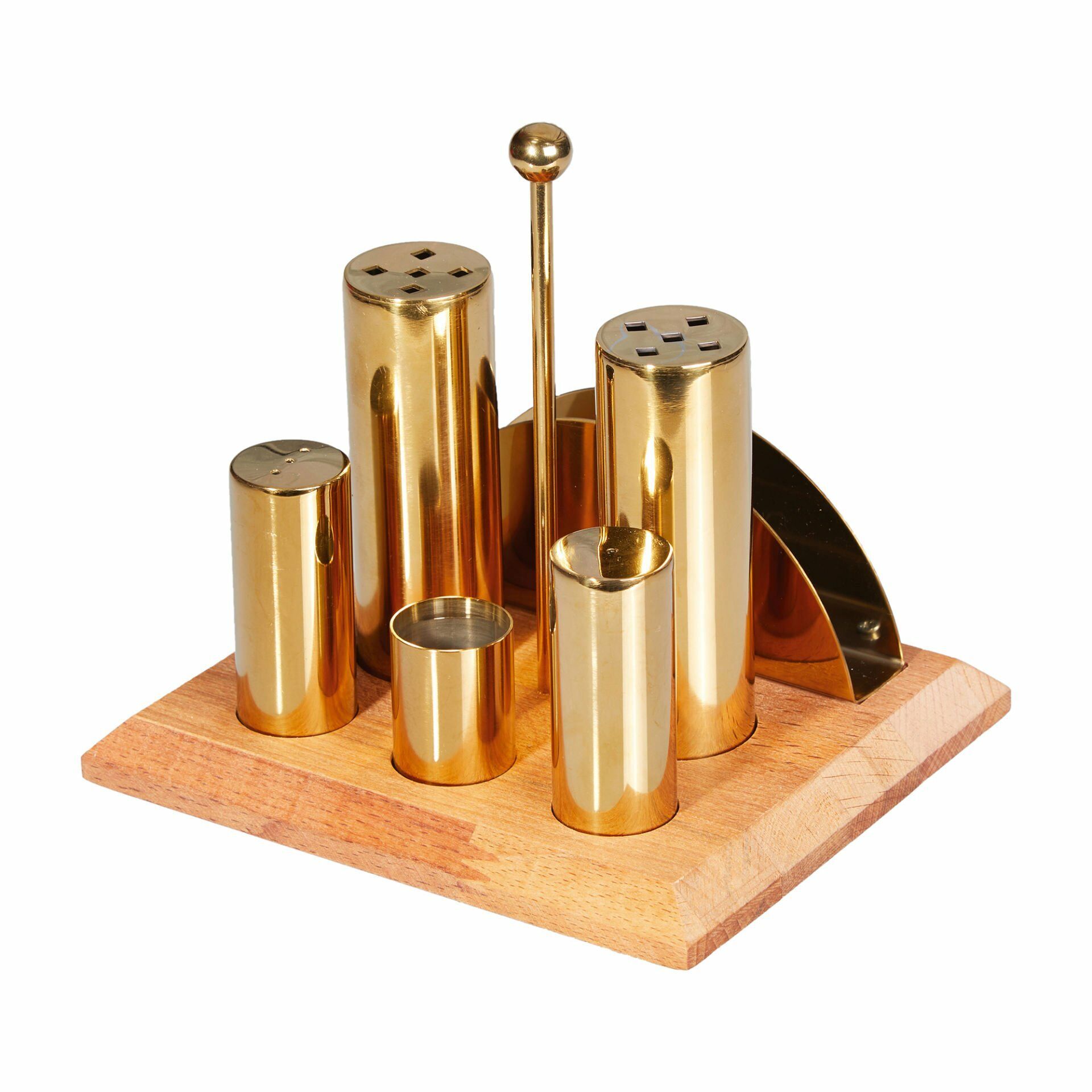 Altılı Yuvarlak Tuzluk ve Baharatlık Takımı Altın