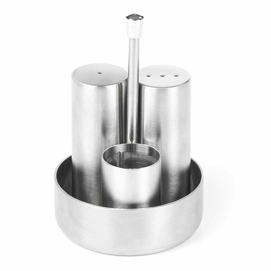 Biradlı Çelik Standlı Üçlü Tuzluk Takımı