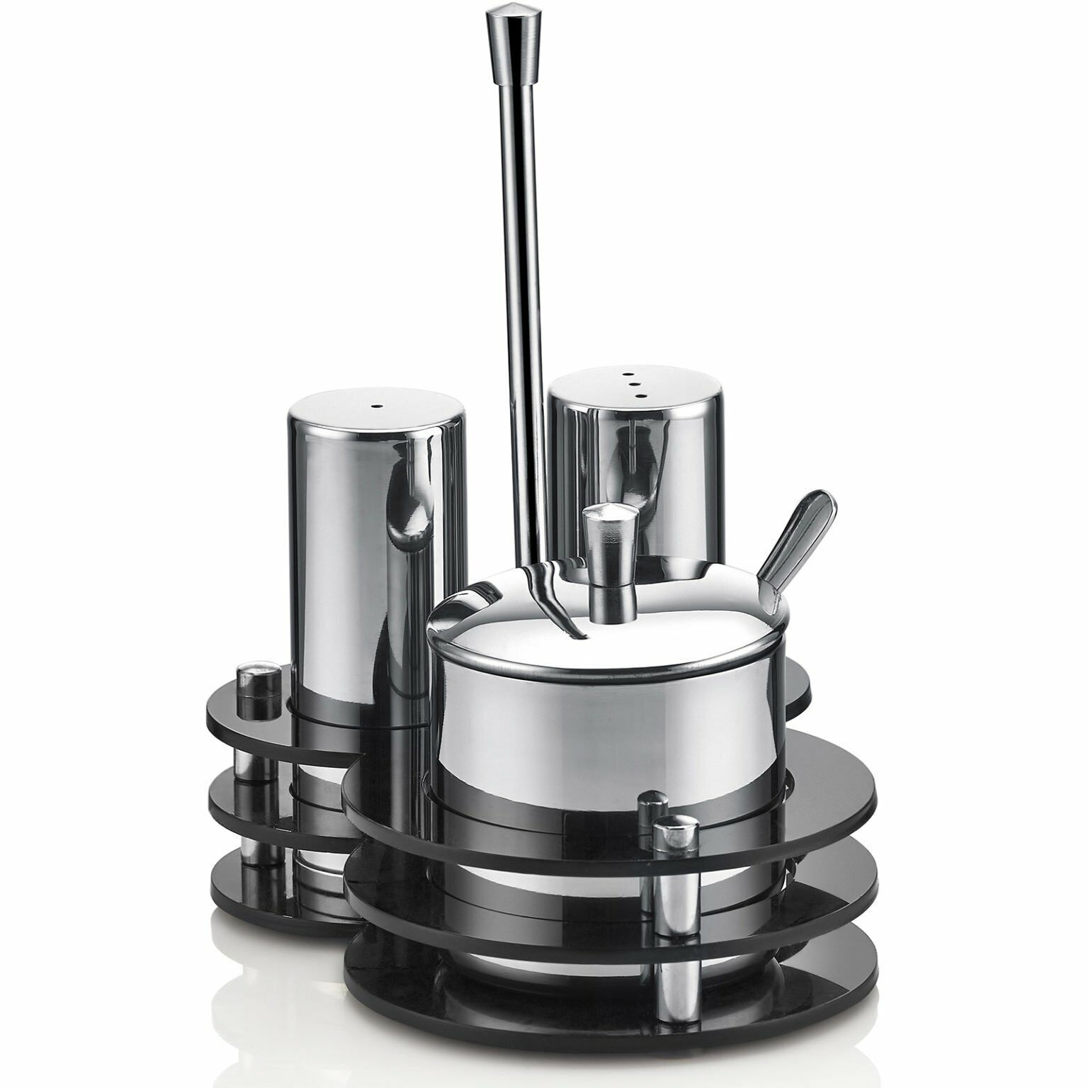 Pleksi Standlı 3'lü Tuzluk ve Baharatlık Takımı