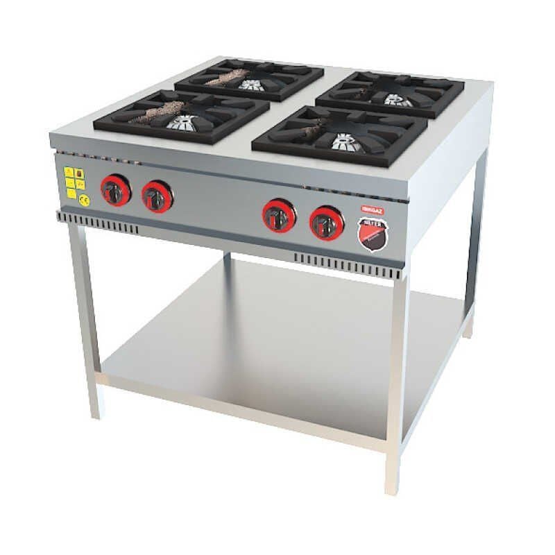 Işıkgaz LPG'li Raflı Dörtlü Midi Ocak